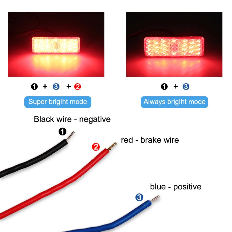LED Rectangle Motorcycle Tail Brake Light & Reflector