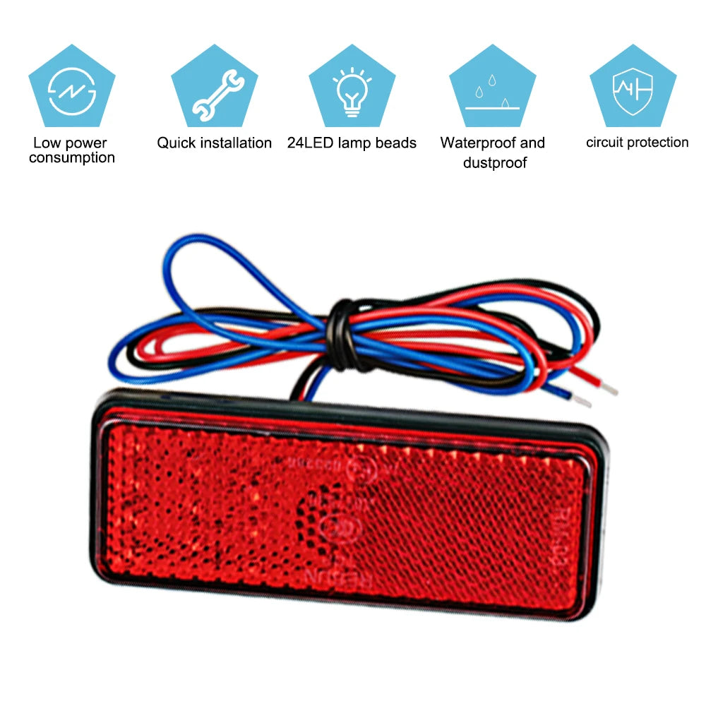 LED Rectangle Motorcycle Tail Brake Light & Reflector