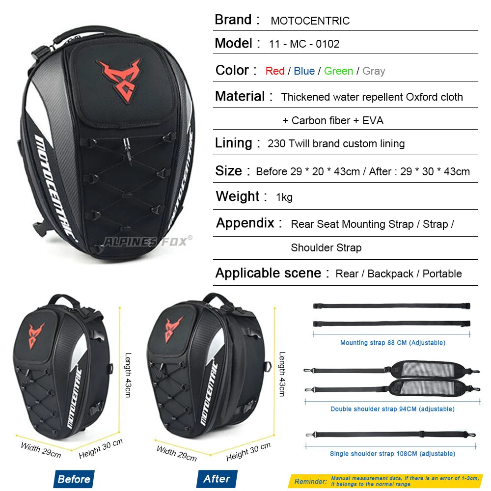 Waterproof Motorcycle Tail Bag & Helmet Backpack